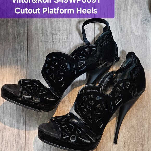Viktor & Rolf Suede Couture Cutout Platform Heels, made in Italy, size 40 EU - Picture 1 of 5
